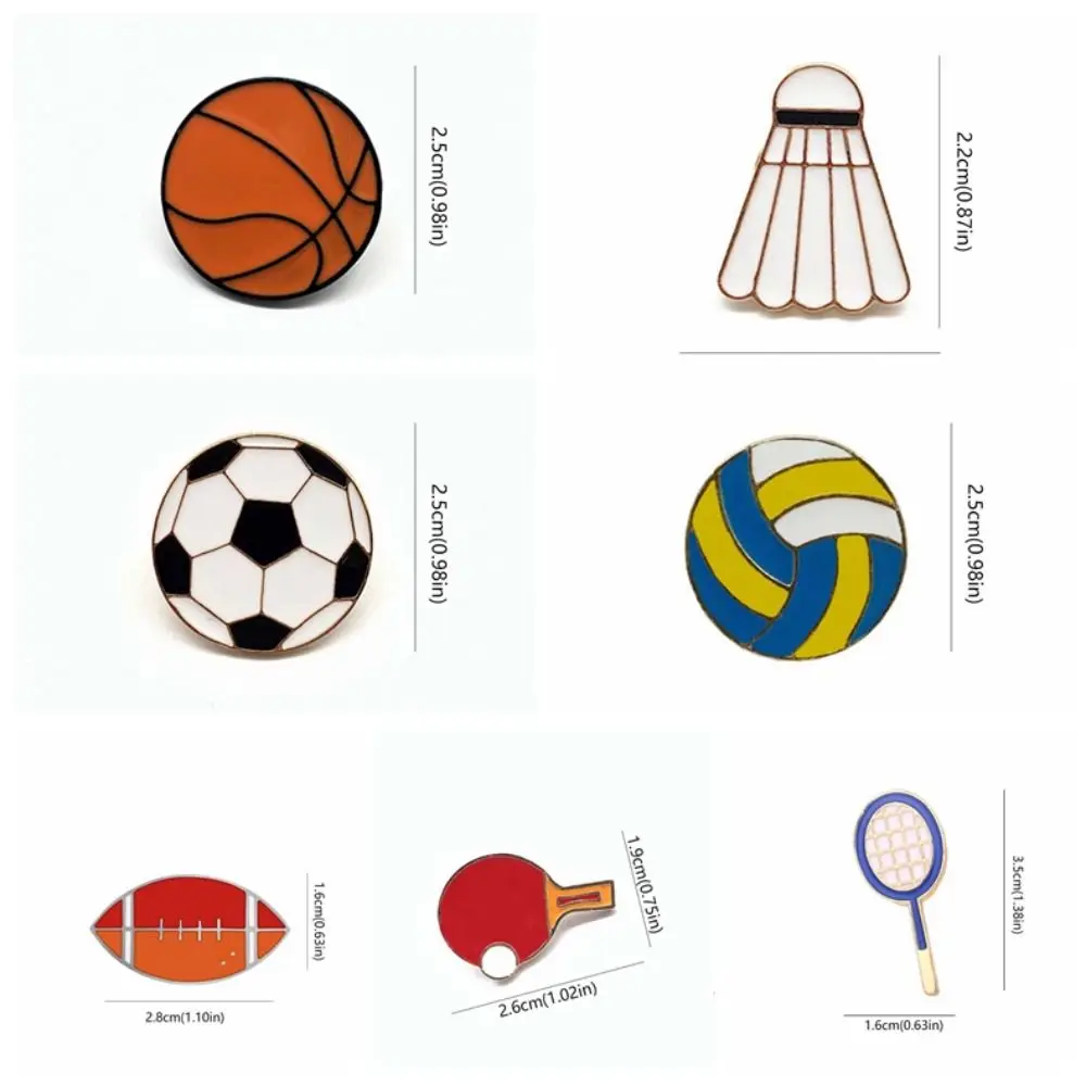 Cartoon Soccer Sports Ball Enamel Pin Volleyball Lapel Badge Dripping Oil Brooch Cartoon Basketball Metal Badge Jewelry Gift