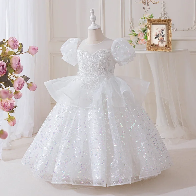 فستان عيد الميلاد الأول الراقي للأطفال، تنورة الأميرة لعيد ميلاد الفتاة الصغيرة، زي أداء البيانو المضيف لعيد الأطفال #3