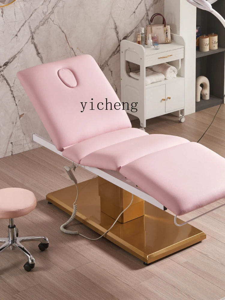 ZC Electric Beauty Bed Beauty Salon Golden Base Massage Couch Medical Beauty Facial Bed Eyelash Tattoo Bed