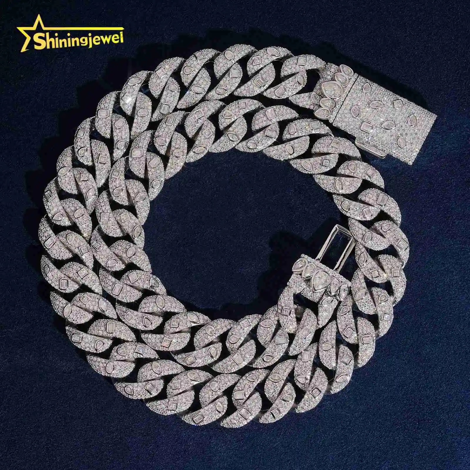 Luxury Bezel 18mm Style Cuban Chain Moissanite GRA Hip Hop Jewelry Men 925 Silver Iced Out Diamond Cuban Link Necklace..