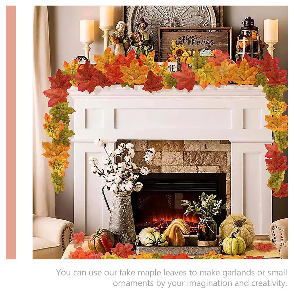 

500pcs Fake Maple Leaves Fall Decor Faux Autumn Leaves For Thanksgiving Decoration Artificial Leaf Room Decor Party Wedding