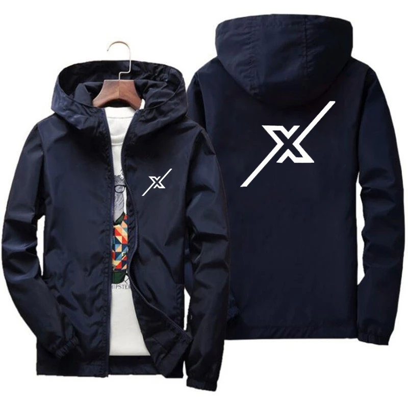 

Brand Hooded Jacket Men's Printed X Casual Zipper Sweatshirt Windbreaker Men's Sportswear Fashion Jacket Male Coat Large Size