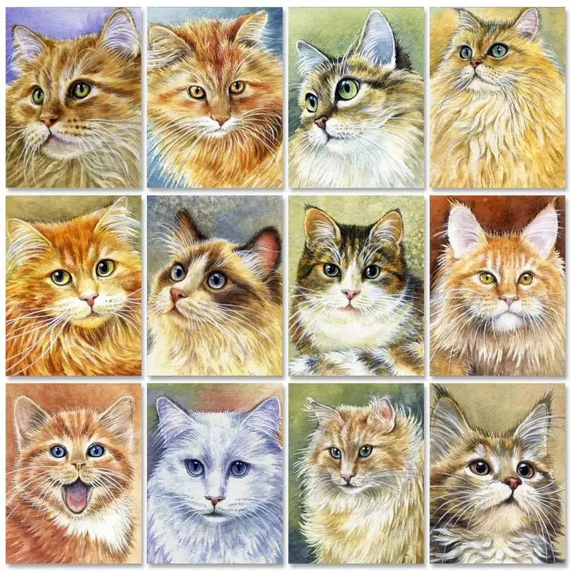 

GATYZTORY Frame Diy Painting By Numbers Paint Kit Cats Painting Numbers Adults Crafts Drawing By Numbers Painting Decors Diy Gif