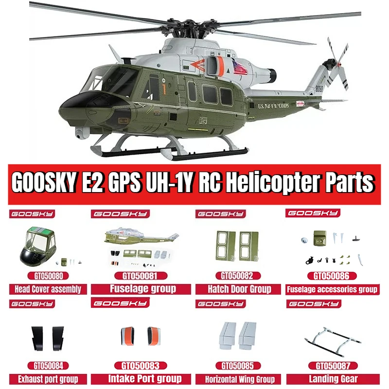 GOOSKY E2 GPS UH-1Y RC Helicopter Spare Part Nose Cover Shell Fuselage Wing Intake Port Exhaust Port Landing Gear Hatch Assembly
