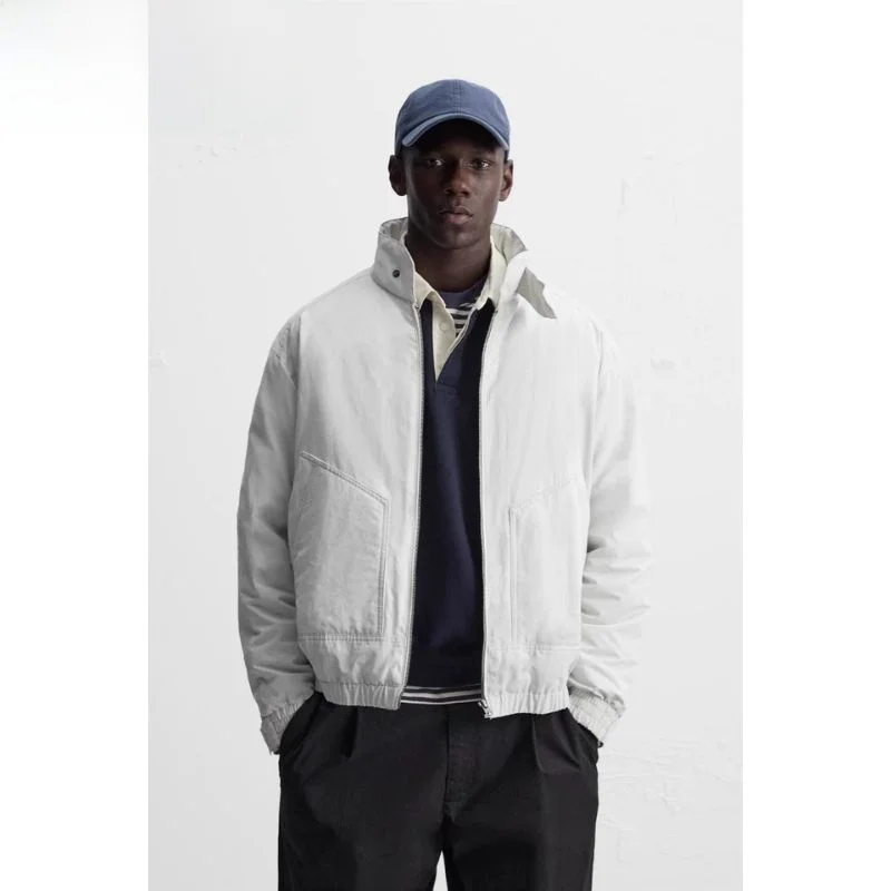 

Tech Fabric Men's Jaet Zipper Long Sve Outerwear Casual Loose Fit Modern Sle Pure Color Autumn Winter Clothing