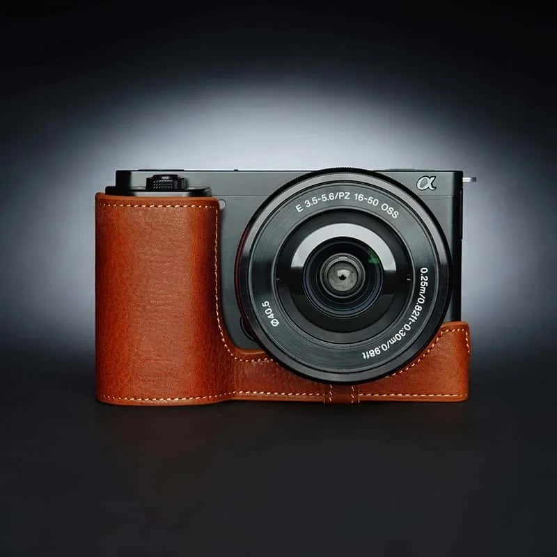 Camera Genuine Leather Camera Case Cover Bag for Sony zv-e10