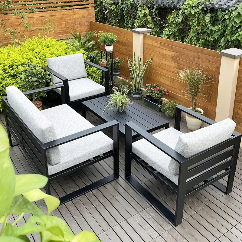 Outdoor sofa corner outdoor courtyard garden terrace simple model room Chinese chair waterproof sun aluminum alloy furniture