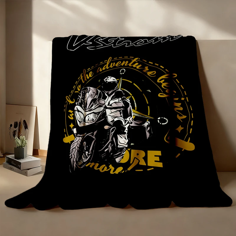V-Strom 650XT Flannel Blanket The Rugged Explorer Motorcycle Flannel Throw V Twin ADV Rider Graphic Cozy Blanket For Fan