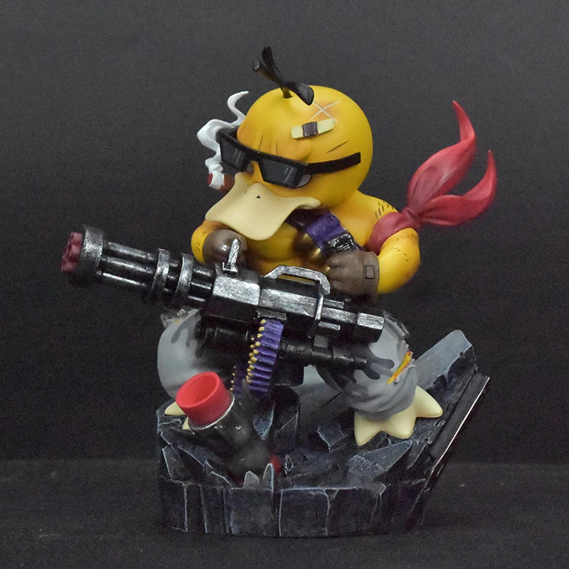 

16cm Anime Digimon Adventure Figures Fighting Psyduck Figure Gatling Gun Model Cos Contra Figurine Duck Dolls PVC Collection Toy