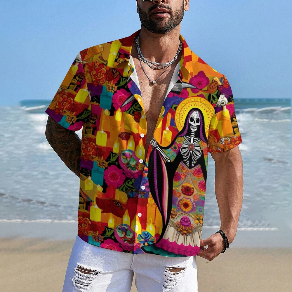 

Men's Hawaiian Casual Short Sleeve Shirt Single-Breasted Blouse Men's Clothing 2024 Summer New Casual Versatile Loose Beach Top