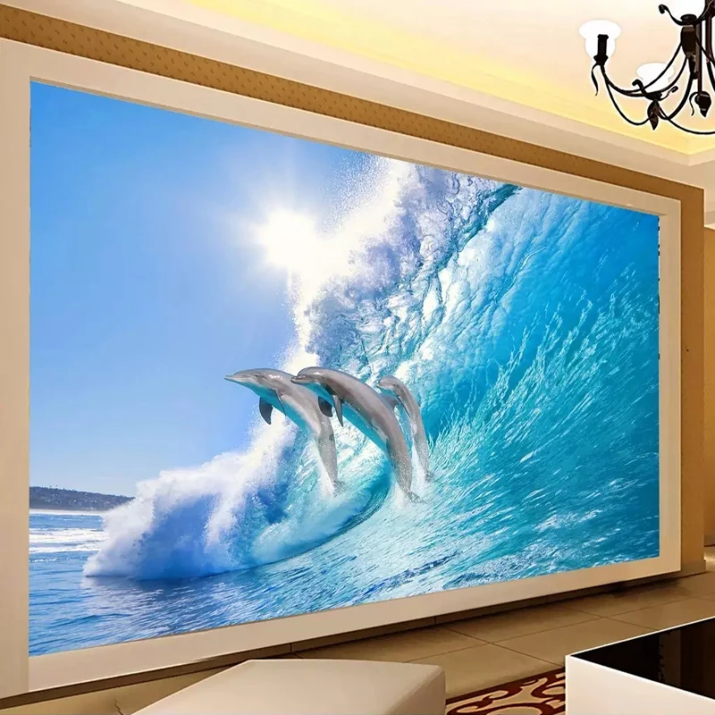 Custom 3D Photo Wallpaper Ocean Dolphin TV Background Wall Decoration Living Room Bedroom Home Decor Wall Mural Backdrop