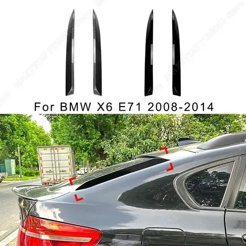 BMW X6 E71 2008-2014 용 자동차 트렁크 리드 윈도우 스포일러 윙 장식 후면 윙 수정 바디 키트 튜닝 글로스 블랙