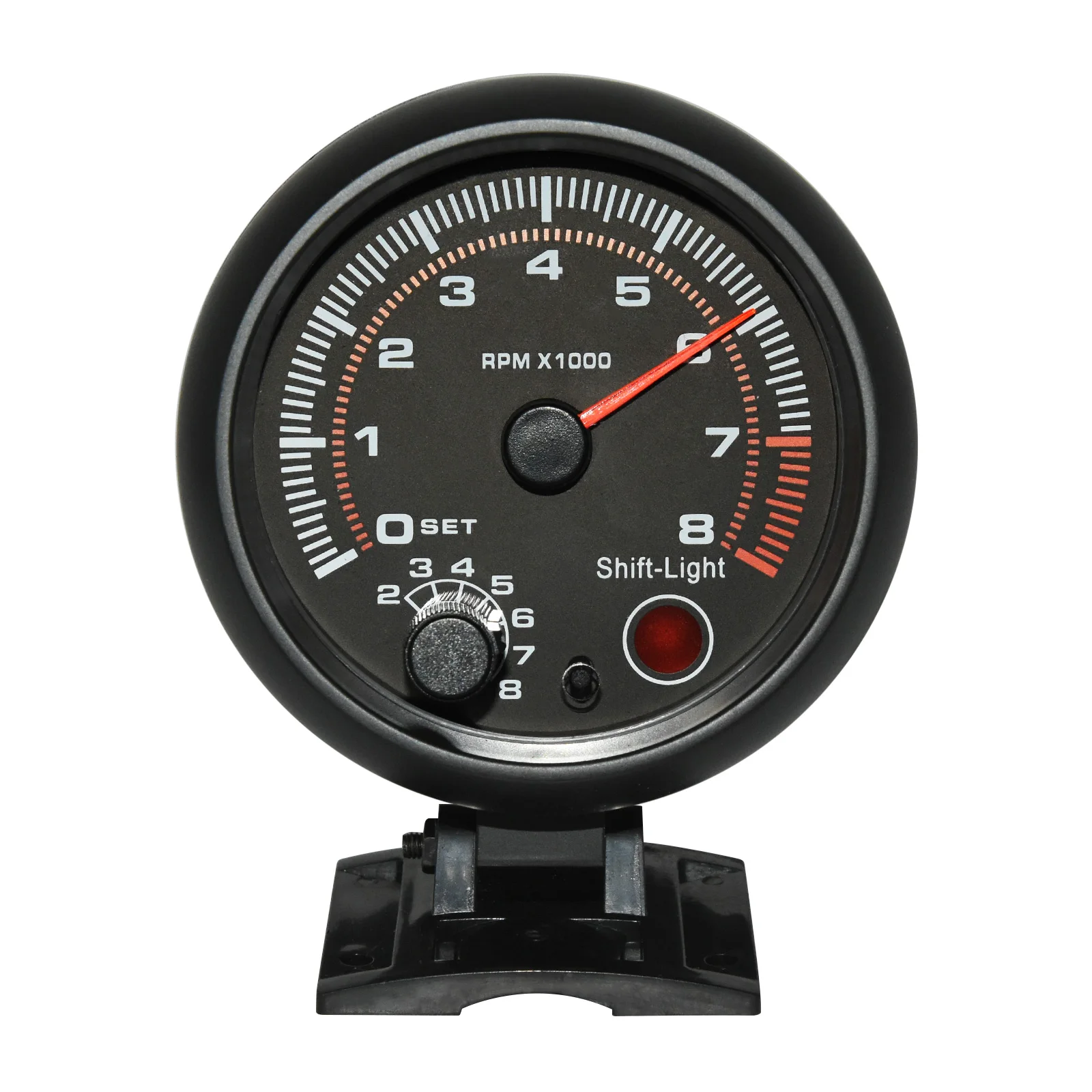 Schwarzer Drehzahlmesser mit Roter Schaltanzeige Universal 3,75 Zoll 95mm 12V Weiße LED Auto 0-8000 U/min Messgerät Tachometer – Detail 8
