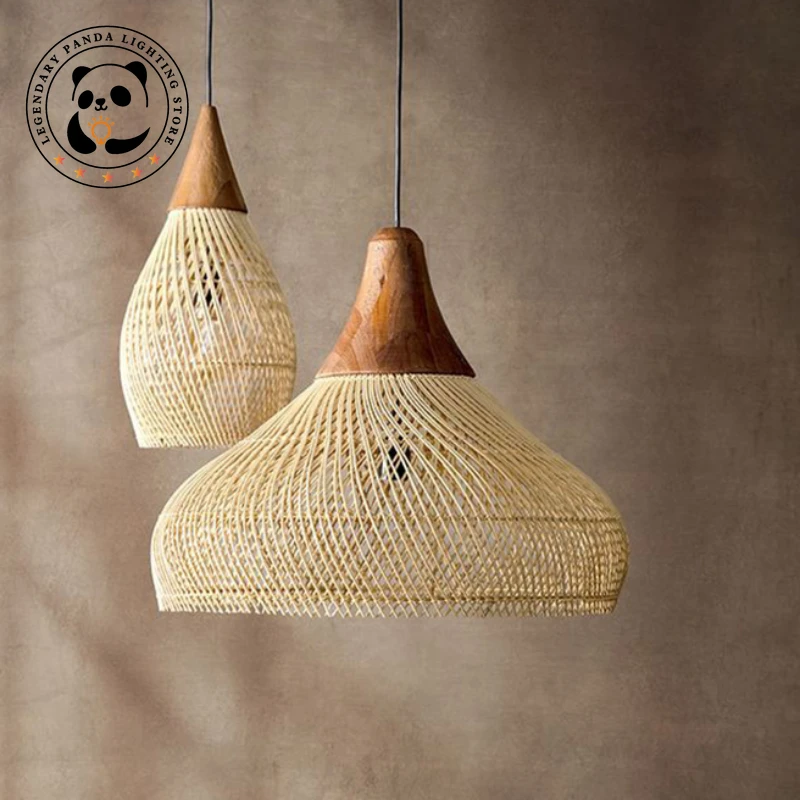 

Chinese Retro Pendant Lights Art Handmade Rattan Weave Chandelier Kitchen Dining Room Homestay Teahouse Loft Decor Light Fixture