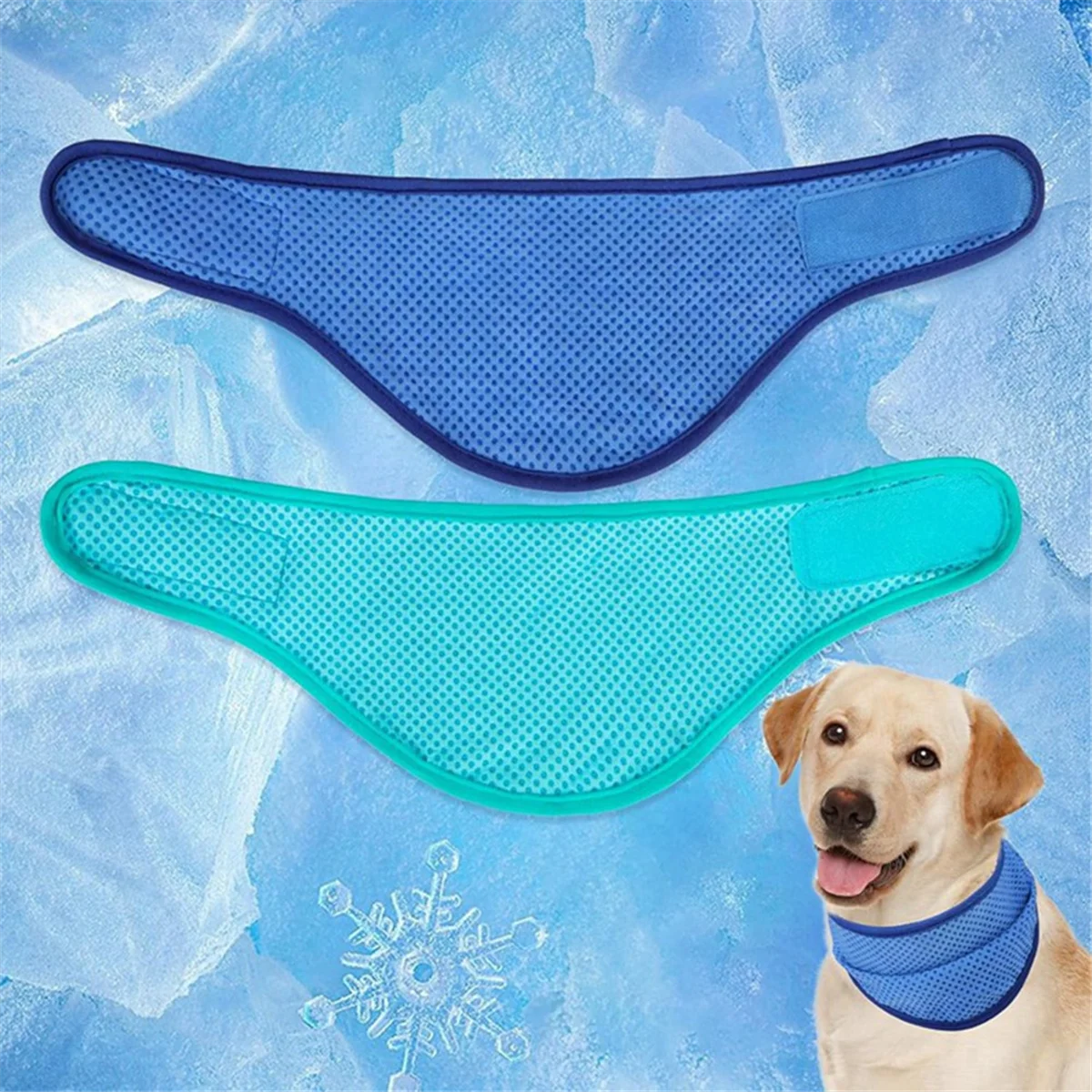 AB52 Dog Cooling Bandana 2 Pack Instant Chill Out Pet Scarf Adjustable, Summer Outdoor Ice Neck Cooler, Prevent Sunstroke M