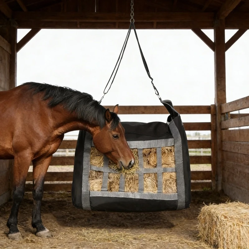 

Портативная, устойчивая, прочная сумка для хранения сена большой емкости для лошадей, сетка для медленного кормления лошадей