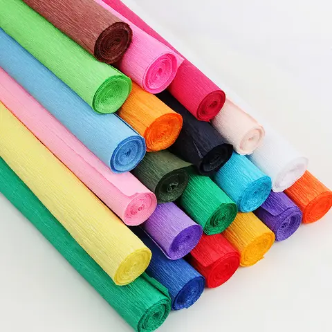 50x250cm Colored Crepe Paper Roll Origami Crinkled Crepe Paper Craft DIY Flowers Decoration Gift Wrapping Paper Craft