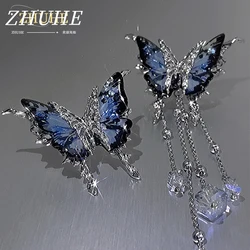 ZHUHE Butterfly Tassel Earrings Sweet Romantic Style For Women Jewelry Accessories Birthday Gift To Girlfriend