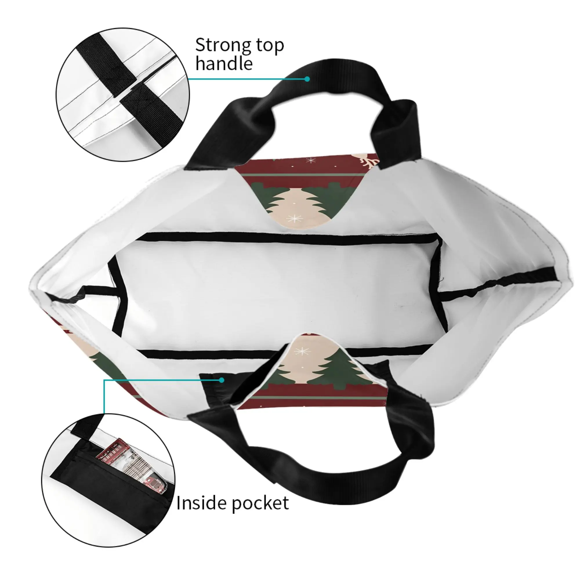 Christmas Reindeer Tote Bag for Women - Large Capacity Shopper with Holiday Print