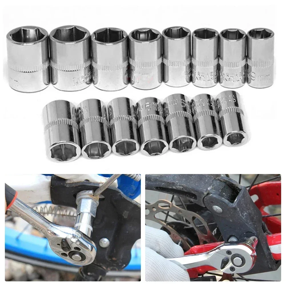 1pcs 4-14mm Hexagonal Socket Wrench Socket Head Conversion Socket Head Ratchet Wrench Silver Corrosion-resistant Rust Resistant