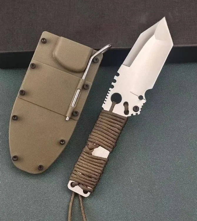 Tough Guy Mercenary Straight Fixed Blade Knife 154CM Blade Channel Steel Handle Tactical Hunting EDC Survival Tool Knives