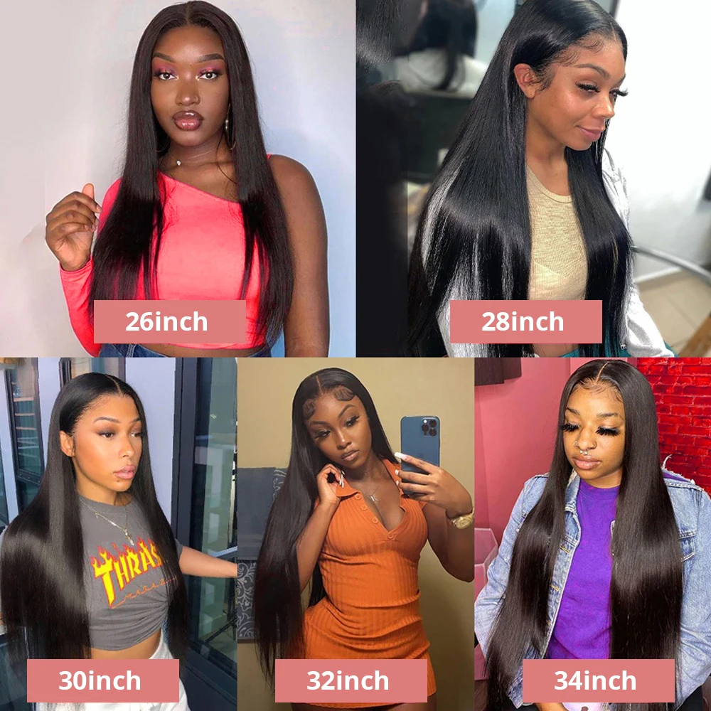 38 40 pulgadas 13x4 13x6 HD pelucas delanteras de encaje recto de hueso transparente pelucas de cabello humano brasileño de densidad 200% prearrancadas para mujeres