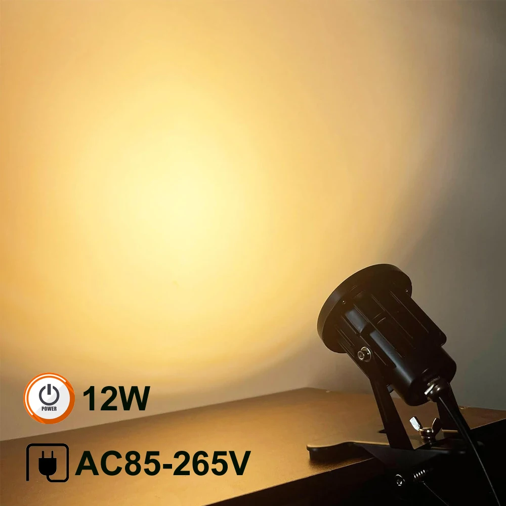 Clip On Spot Light Plug in Faretto impermeabile 12W 110V 220V Faretto a morsetto LED per interni ed esterni da 10W con spina EU/US/UK