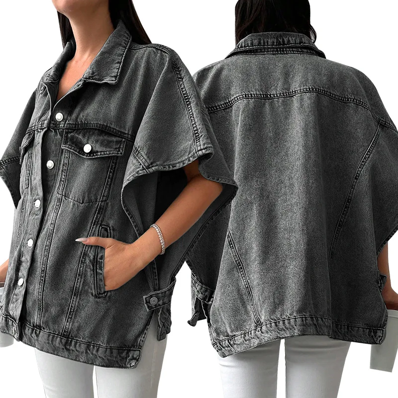 

Тенденция 202, осенняя модная женская джинсовая куртка с открытыми плечами и рукавами размера пластины