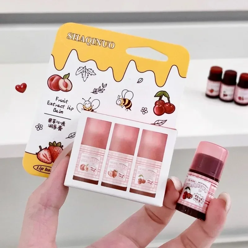 Moisturizing Lip Balm Set Lipstick Fruit Colored Natural Plant Base Lip Gloss Anti Aging Anti-Cracking Lips Care Cosmetic Makeup
