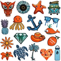 CuteOrange And Blue Patch For Baby's Clothing Backpack Decoration Small Applique Iron On Embroidery Patches Badge