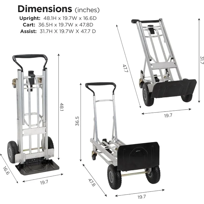 4-in-1 Folding Series Hand Truck with Flat-Free Wheels