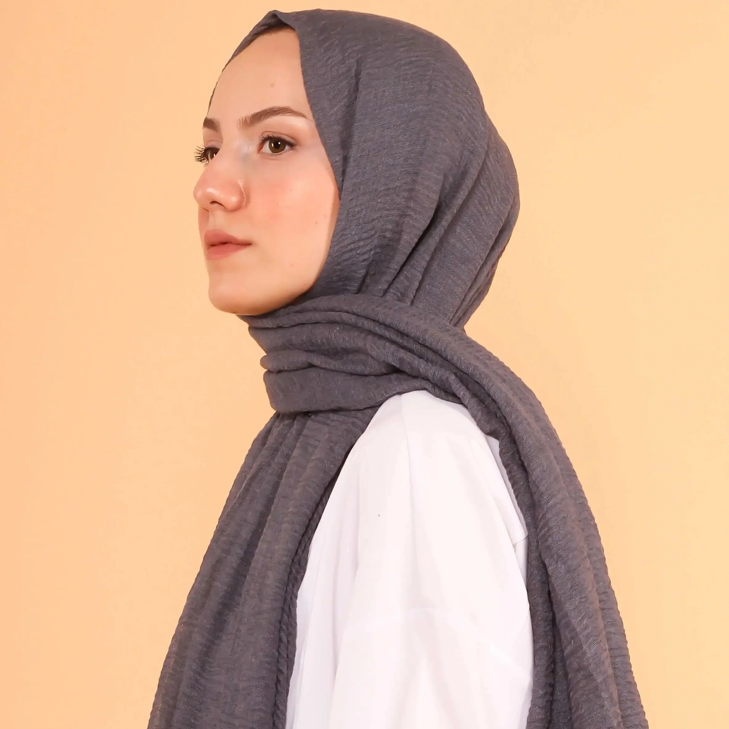 Jersey arrugado de algodón suave para mujer musulmana, Hijab transpirable de alta calidad, chal, bufanda, 90x180CM