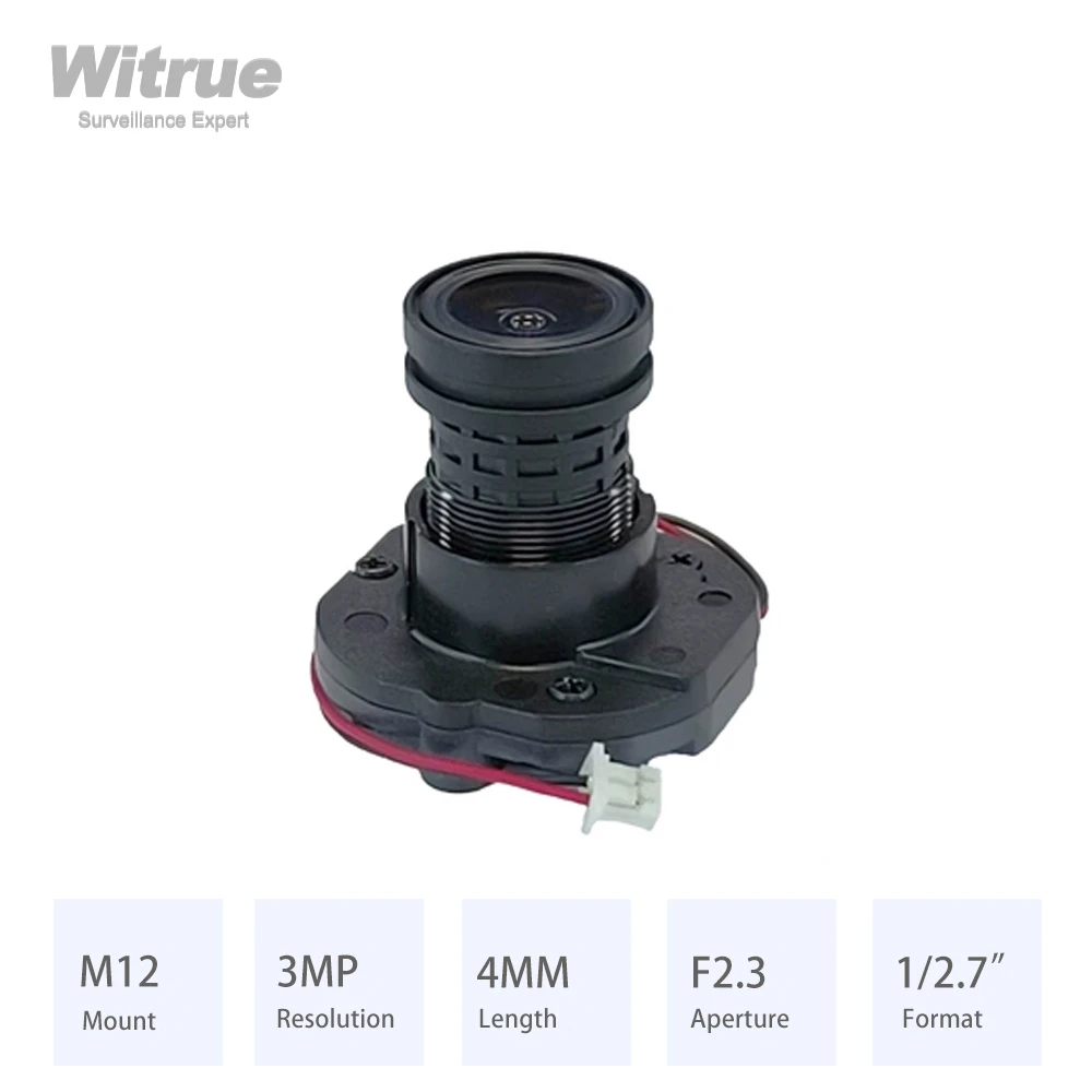Camera Lens M12 Mount HD 3MP 4MM Aperture F2.3 Format 1/2.7" With 650nm IR Filter Holder for Surveillance Security Cam
