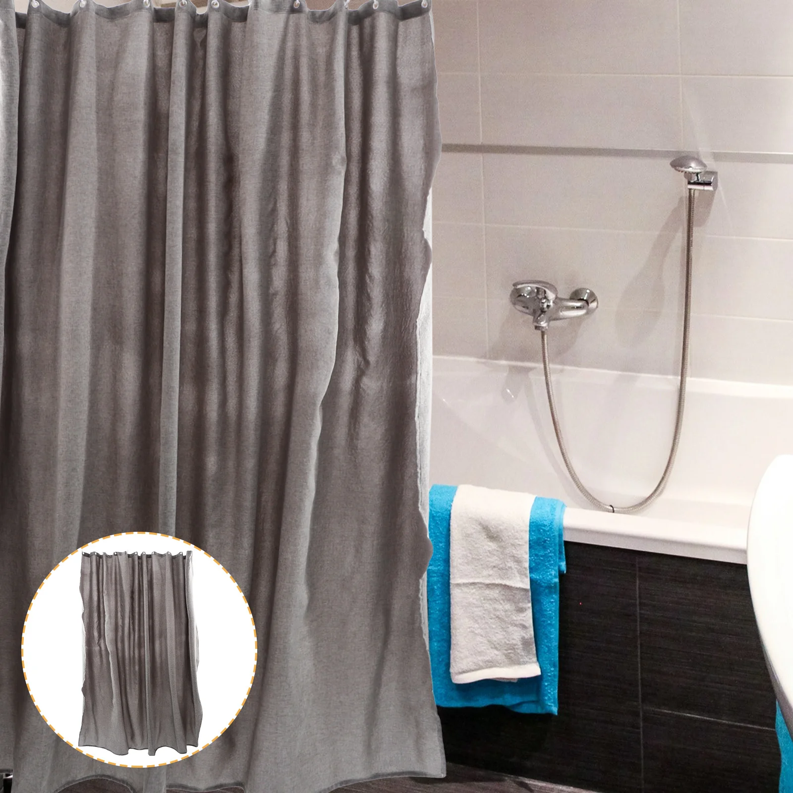 

Linen Shower Curtain Waterproof and Water Resistant Solid Color Bath Curtain Easy Install for Bathroom Decor Bathroom Curtain,