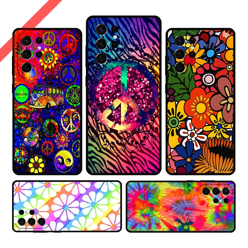 

Hippie Daisy Tie-dye Flower Peace Phone Case For Samsung Galaxy S20 FE S21 S10 S23 Plus S24 S22 Ultra Note20 Note10 S9 S8 Cover