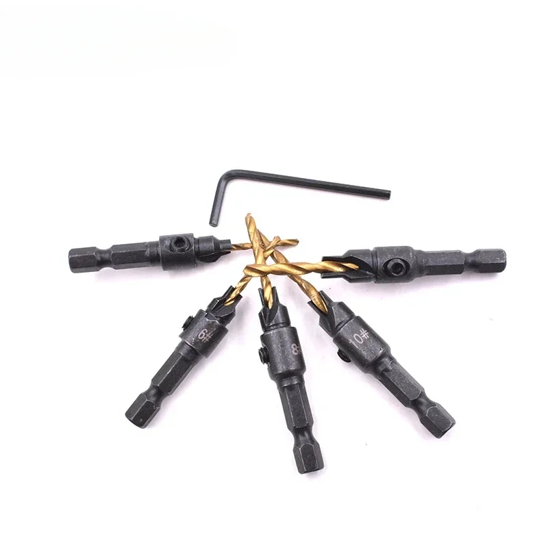Integrated Woodworking Countersunk Head, Chamfering Hole Drill Bit, Hexagonal Shank