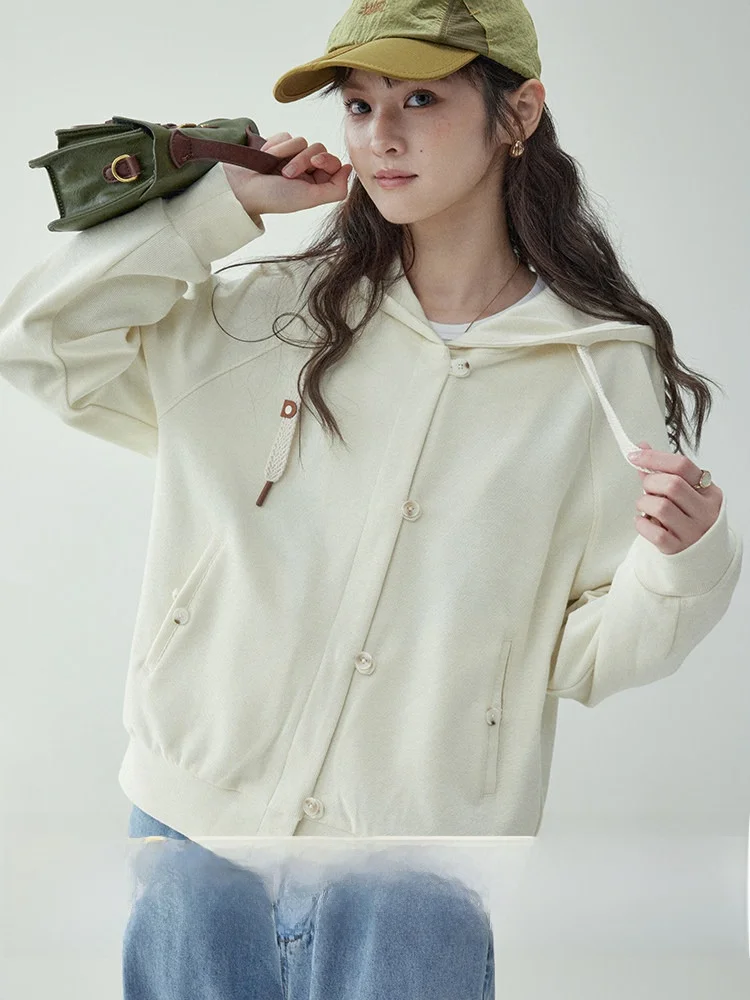

AMUU Original Sweet Style Color Hoodie Jacket Women's Spring New Design Open Cardigan Top Polyester Cotton Blend Long S...