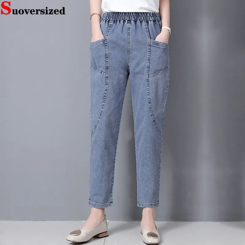 

Baggy Mom'sankle-length Harem Jeans Casual Vintage Denim Pants Women High Waist Fashion Vaqueros Oversized 4xl Cowboy Pantalo