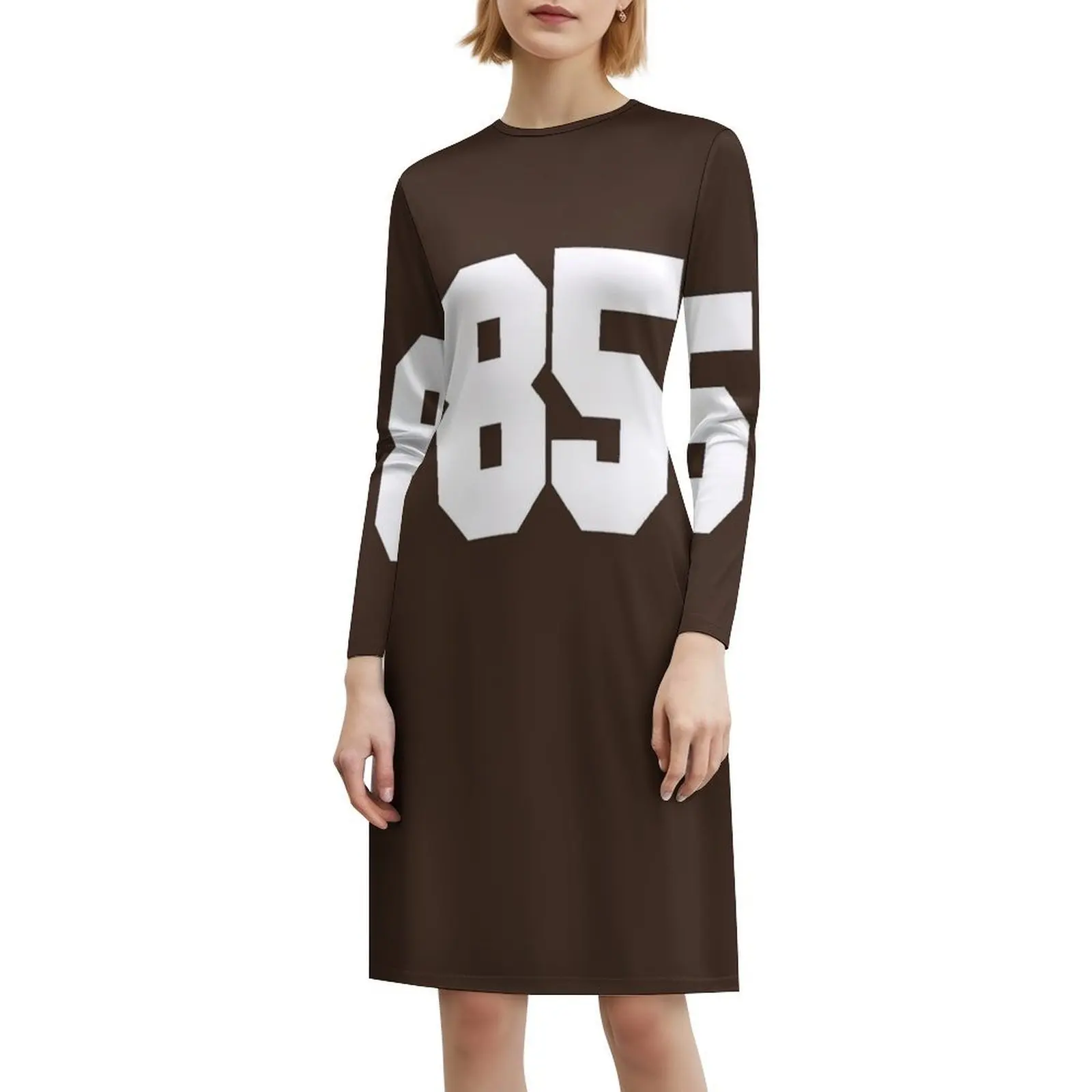 85 عدد الرياضة ثمانون خمسة براون جيرسي الأزهار سموك فستان للنساء الربيع الصيف فستان كاجوال للحزب عدد 85 الرياضة #6
