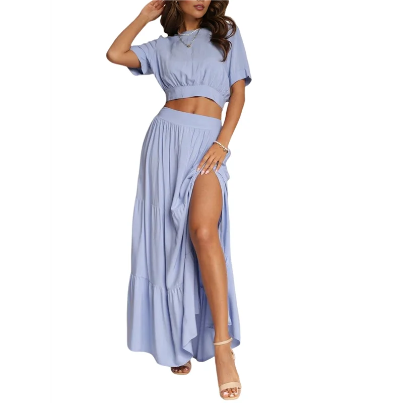 

CGS-женская летняя струящаяся макси-юбка в стиле бохо 2021, модные эластичные пляжные длинные юбки трапециевидной формы с разрезом и высокой талией