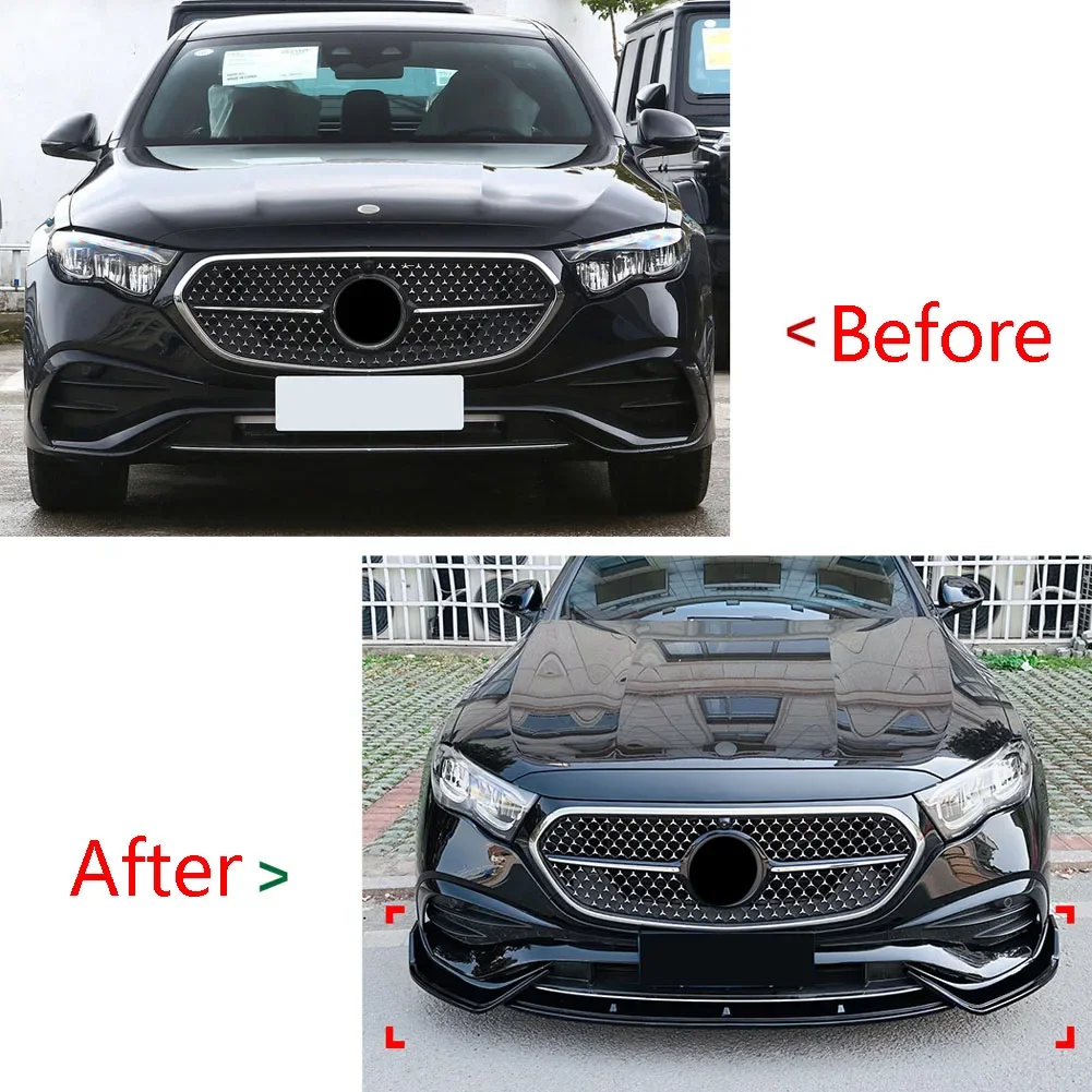 3 Stage Front Bumper Lip Spoiler Side Lower Splitters Body Kit For Mercedes Benz E-Class W214 E260 E300 AMG 2024+