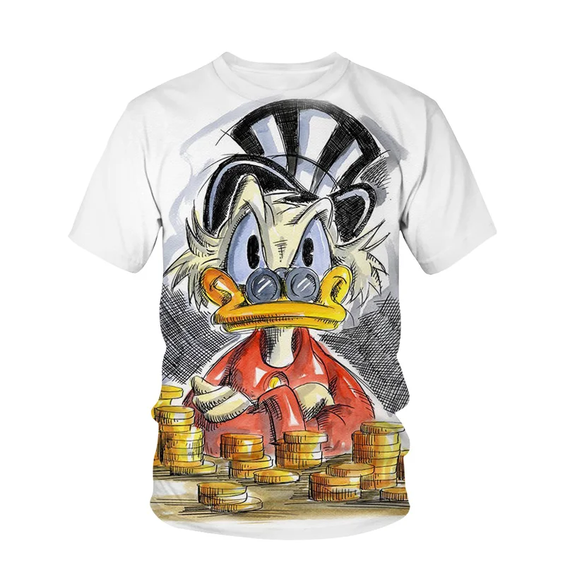 Disney Funny Donald Duck T-Shirt Men's Round Neck Loose T-Shirt Short Sleeve Fashion 3D Printing T-Shirt Addicting HOT