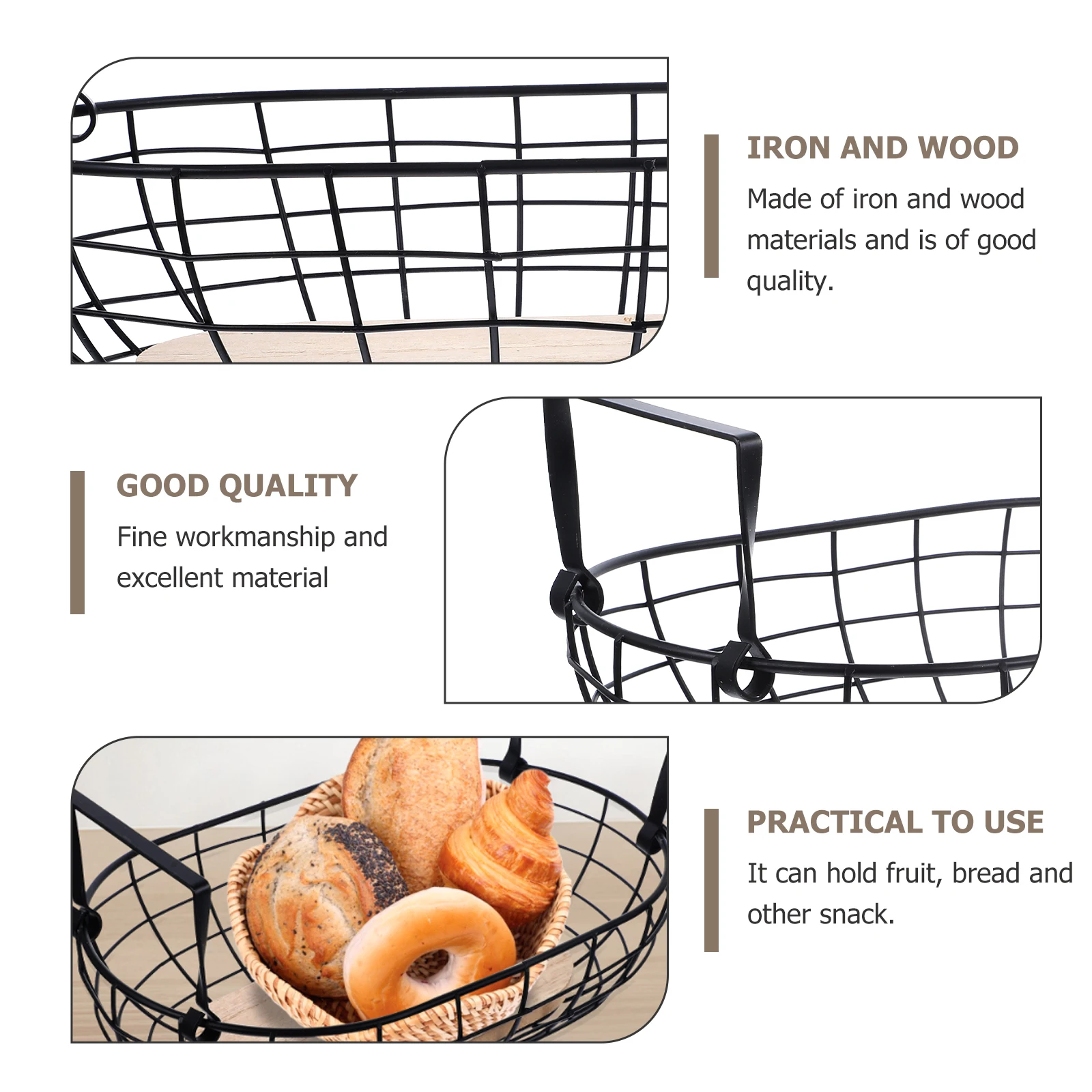 

Storage Basket Collapsible Laundry Household Rack Creative Container Brown Iron Art Office Fruit Snack Multi functional Kitchen