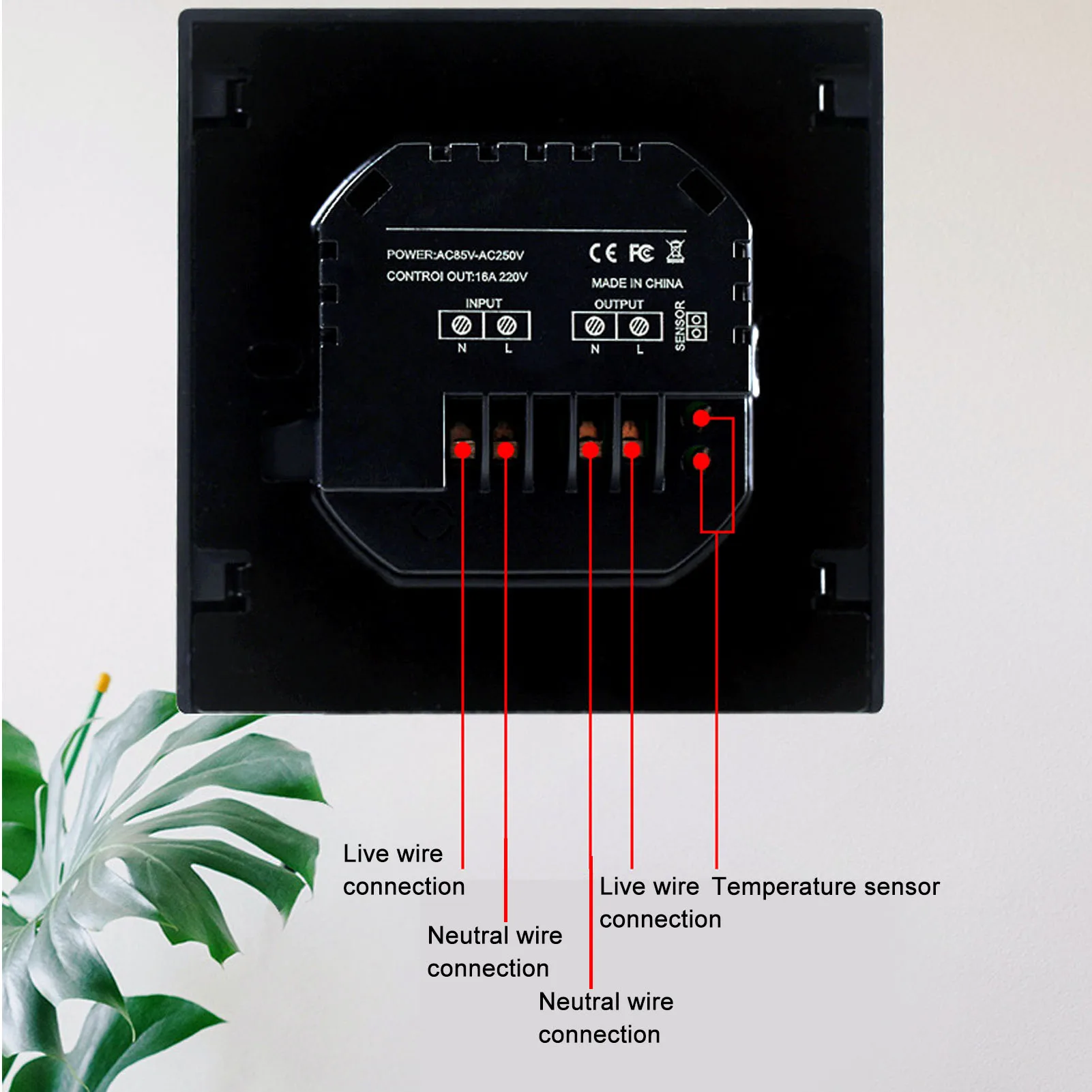 

Электрический термостат для подогрева пола, светодиодный дисплей, высокая точность, анти-фальшивый контактный регулятор температуры 16A AC85V‐250V