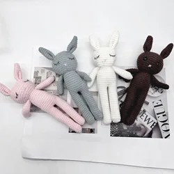 New ins Handmade Rabbit Crochet Wool Doll Animal Stuffed Plush Toy Baby Soothing Baby Sleeping Plush Toy Gifts for Kids Birthday