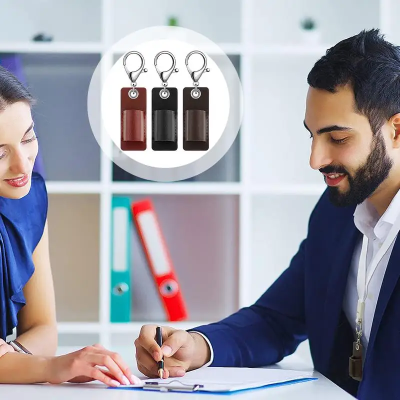 Portable Pen Holder Anti-Lost Portable Pencil Holder Leather Badge Pencil Holder Leather Pen Pouch Holder Pocket Protector For