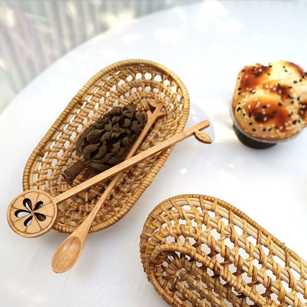 

2pcs Cutlery Storage Basket Large Small Woven Baskets Food Grade Pressure Proof Open Design Kitchen Accessories