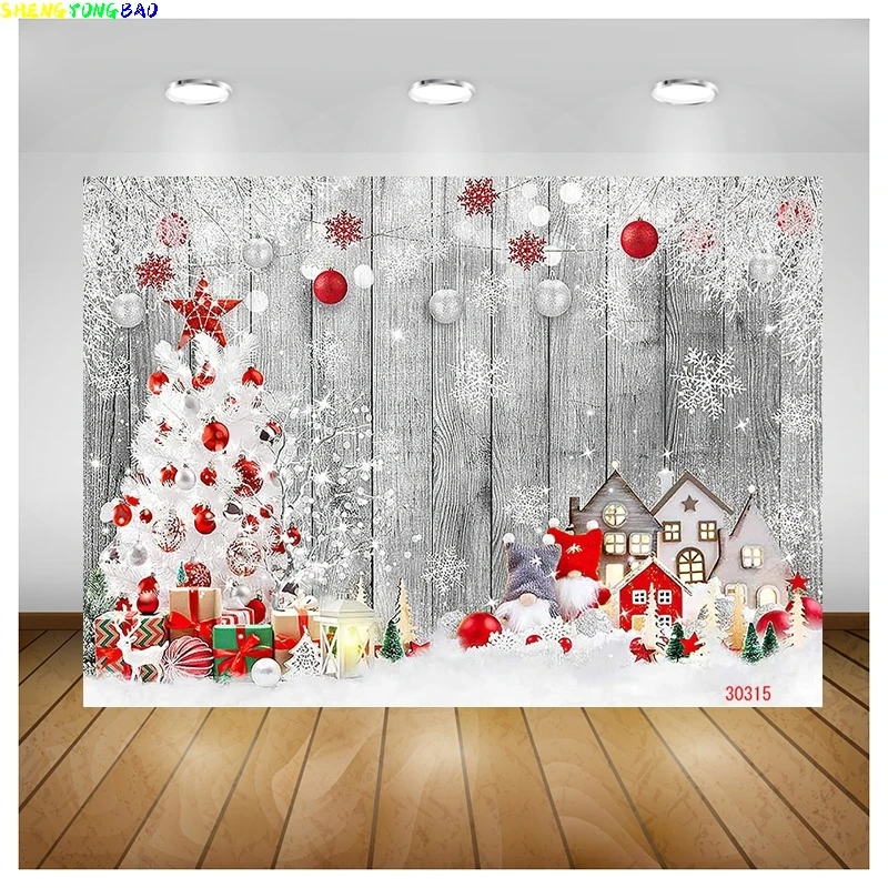 

Vinyl Custom Christmas Tree Window Candy Photography Backdrop Wooden Doors Snowman Cinema Pine New Year Background Prop LA-61