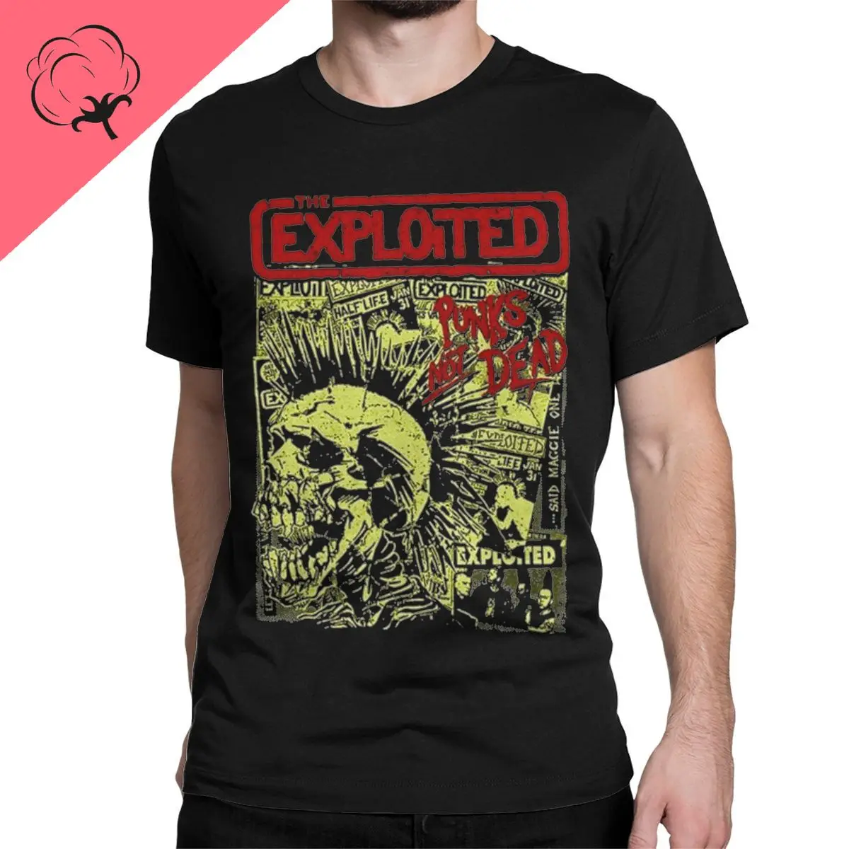 Punks Not Dead Exploited for Men Women T Shirts Skull Vintage Tees Short Sleeve Crew Neck T-Shirts Cotton 4XL 5XL Tops