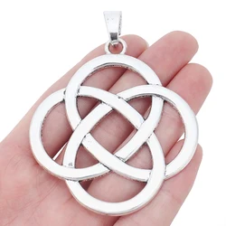 ZXZ 2pcs Tibetan Silver Large Celtic Chinese Knot Lucky Charms Pendants for Necklace Jewelry Making Findings 73x66mm